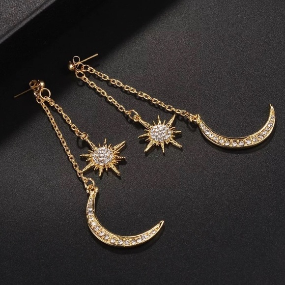 Jewelry - Moon Star Crystal Tassel Earrings